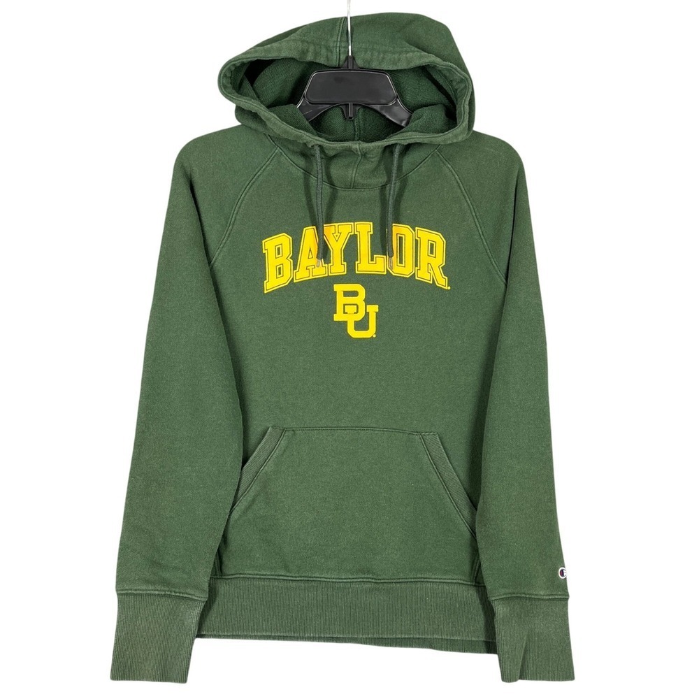 Baylor Univeristy Champion Reverse Weave Pullover‎ Hoodie Green Fleece L Womens